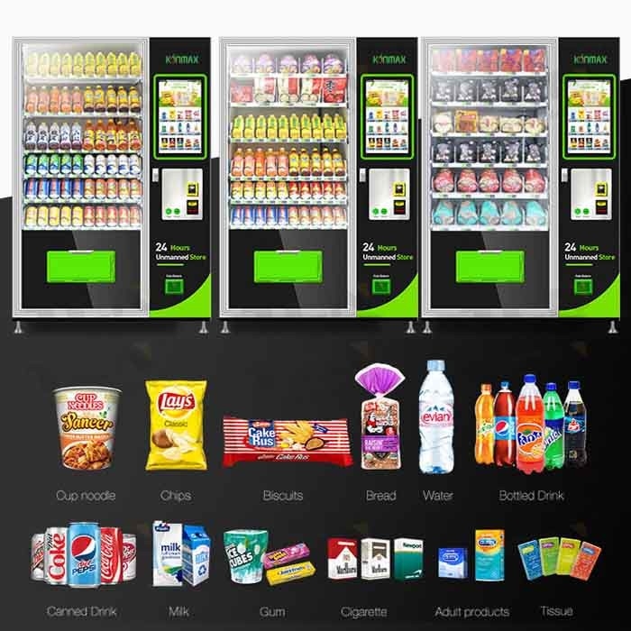 Thực phẩm lành mạnh Máy bán hàng tự động kết hợp đồ ăn nhẹ và đồ uống có màn hình cảm ứng