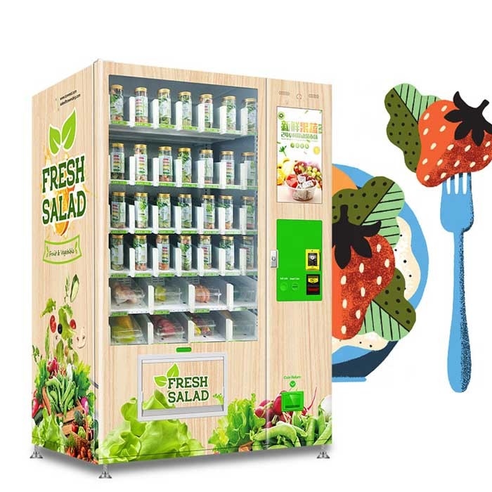 băng tải nâng máy lạnh kết hợp bia lạnh máy bán hàng tự động máy rút salad trái cây